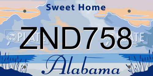 ZND758 Alabama License Plate