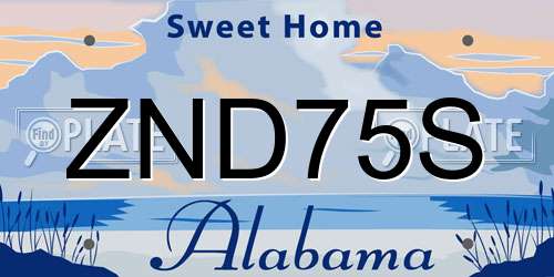 ZND75S Alabama License Plate