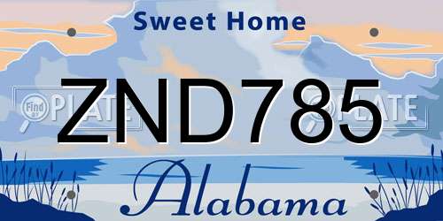 ZND785 Alabama License Plate