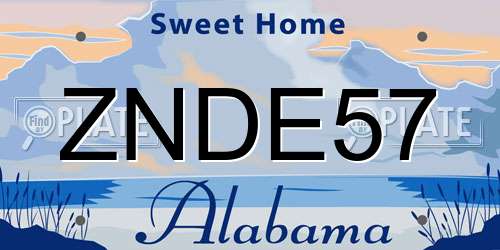 ZNDE57 Alabama License Plate