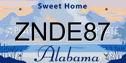 ZNDE87 Alabama License Plate