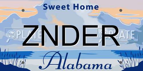 ZNDER Alabama License Plate