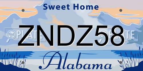 ZNDZ58 Alabama License Plate