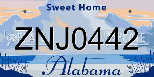 ZNJ0442 Alabama License Plate