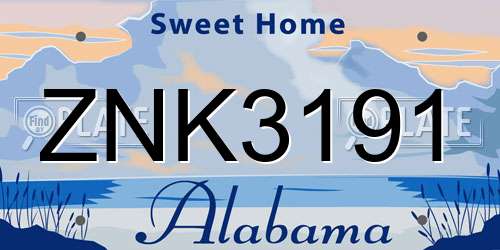 ZNK3191 Alabama License Plate