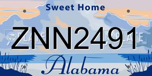 ZNN2491 Alabama License Plate