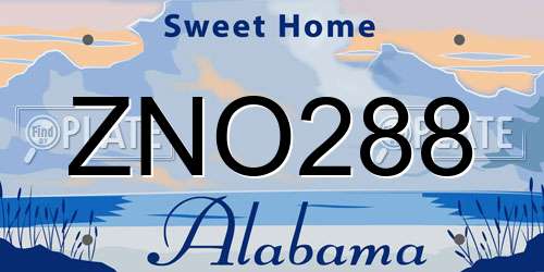ZNO288 Alabama License Plate