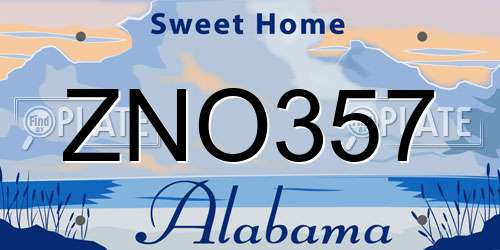 ZNO357 Alabama License Plate