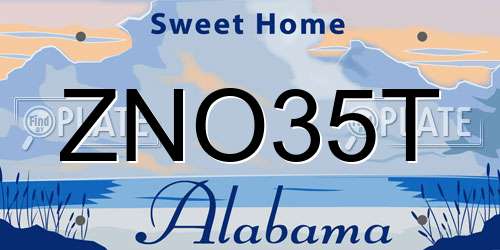 ZNO35T Alabama License Plate
