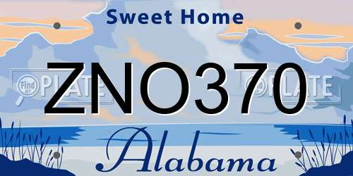 ZNO370 Alabama License Plate