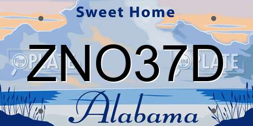 ZNO37D Alabama License Plate