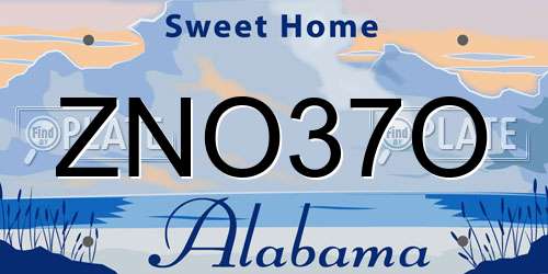 ZNO37O Alabama License Plate