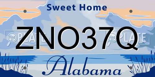 ZNO37Q Alabama License Plate