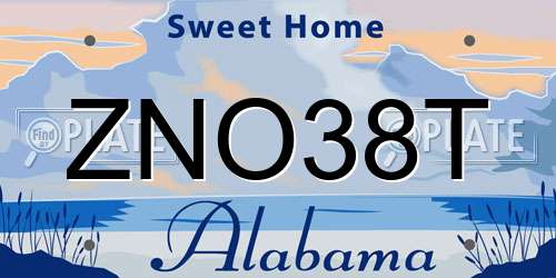 ZNO38T Alabama License Plate