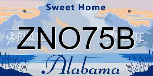 ZNO75B Alabama License Plate