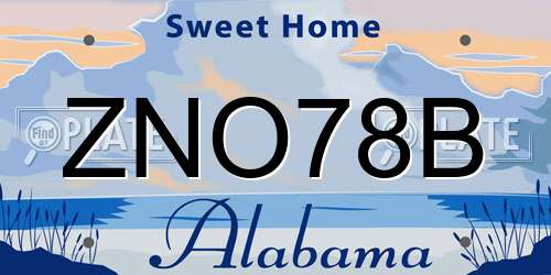 ZNO78B Alabama License Plate