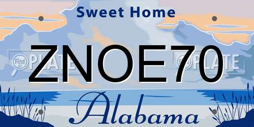 ZNOE70 Alabama License Plate