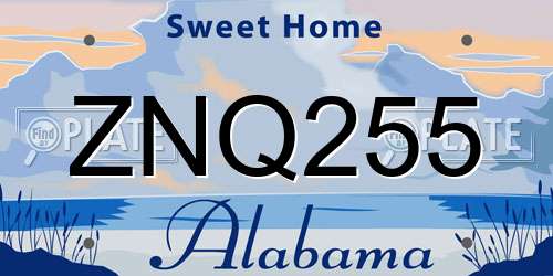 ZNQ255 Alabama License Plate