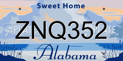 ZNQ352 Alabama License Plate