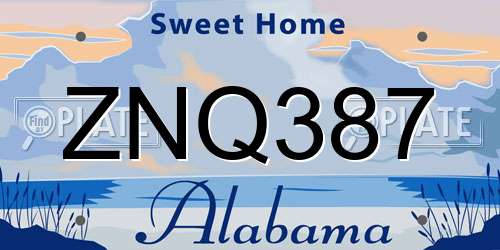 ZNQ387 Alabama License Plate