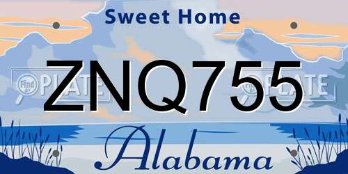 ZNQ755 Alabama License Plate