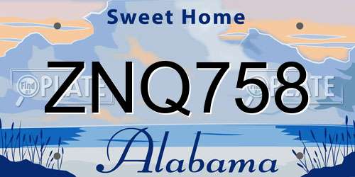 ZNQ758 Alabama License Plate