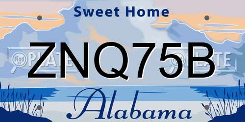 ZNQ75B Alabama License Plate