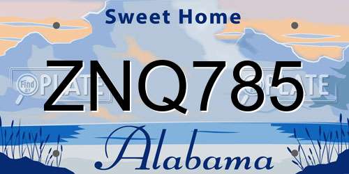 ZNQ785 Alabama License Plate