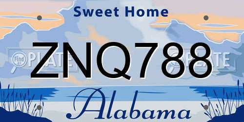 ZNQ788 Alabama License Plate
