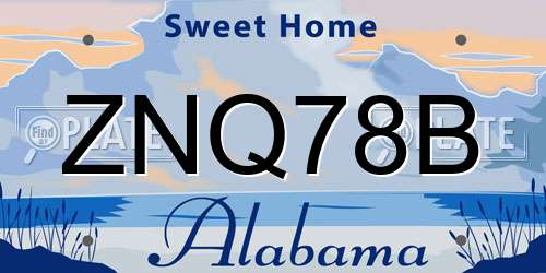 ZNQ78B Alabama License Plate