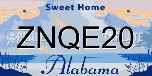 ZNQE20 Alabama License Plate