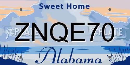 ZNQE70 Alabama License Plate