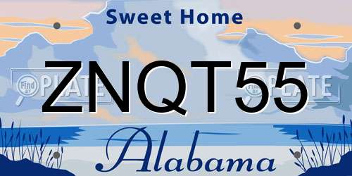 ZNQT55 Alabama License Plate