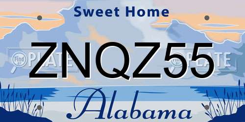 ZNQZ55 Alabama License Plate