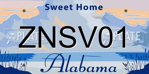ZNSV01 Alabama License Plate