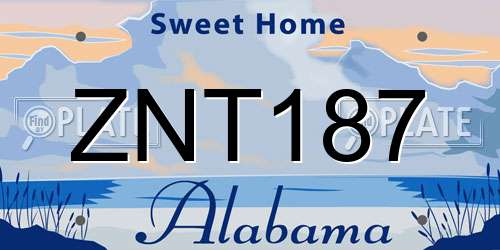 ZNT187 Alabama License Plate