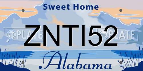 ZNTI52 Alabama License Plate