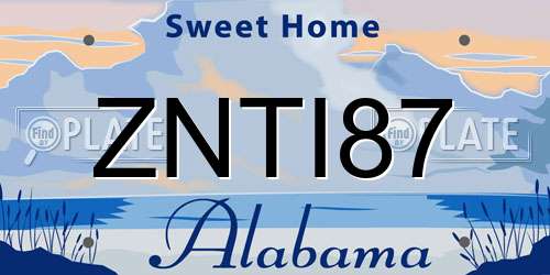 ZNTI87 Alabama License Plate