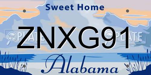ZNXG91 Alabama License Plate