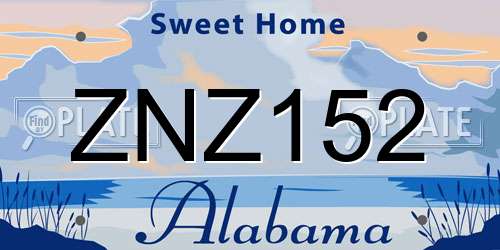 ZNZ152 Alabama License Plate