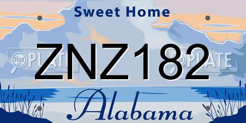 ZNZ182 Alabama License Plate