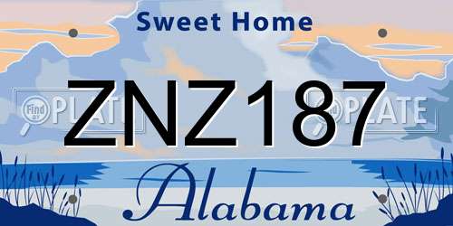 ZNZ187 Alabama License Plate
