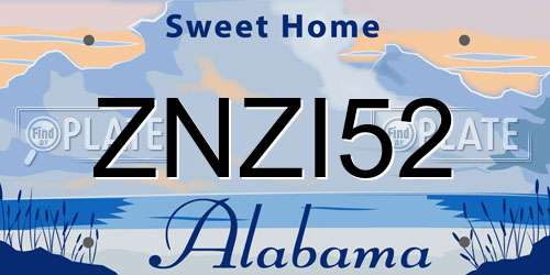 ZNZI52 Alabama License Plate