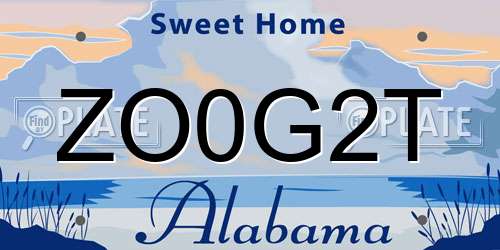 ZO0G2T Alabama License Plate