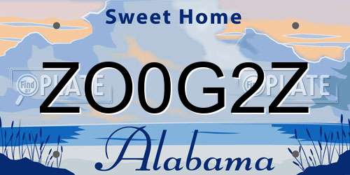 ZO0G2Z Alabama License Plate