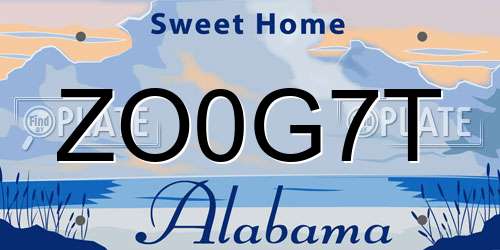 ZO0G7T Alabama License Plate