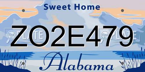 ZO2E479 Alabama License Plate