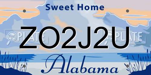 ZO2J2U Alabama License Plate