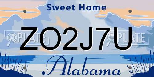 ZO2J7U Alabama License Plate