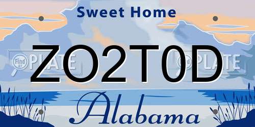 ZO2T0D Alabama License Plate